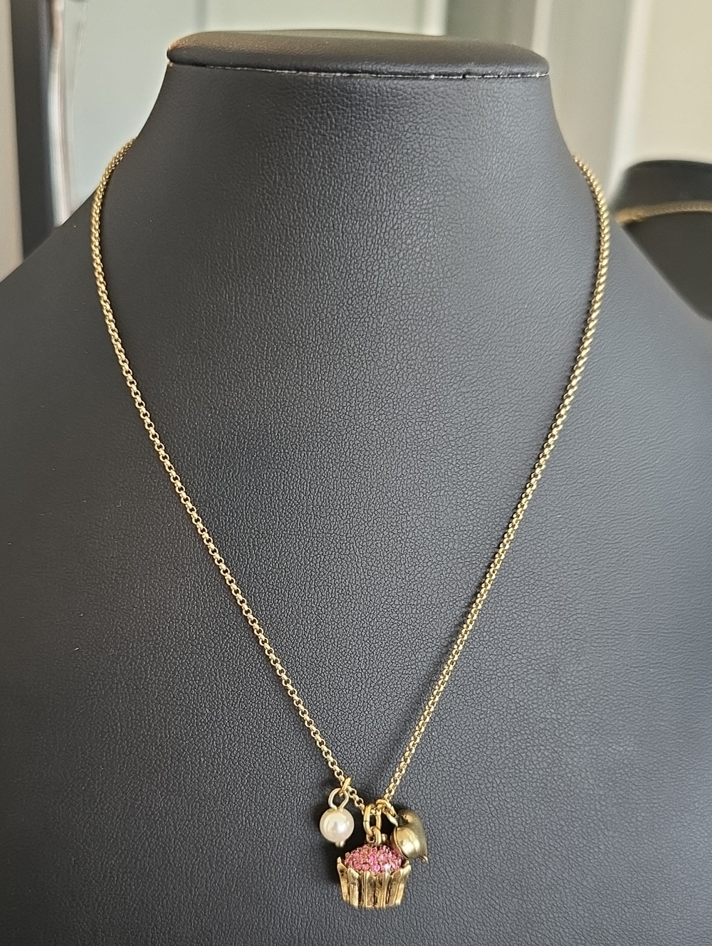 Vintage Betsey Johnson Y2K Pink Rhinestone Charm Necklace (B)